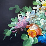 Wooden platter, hand-painted decoration