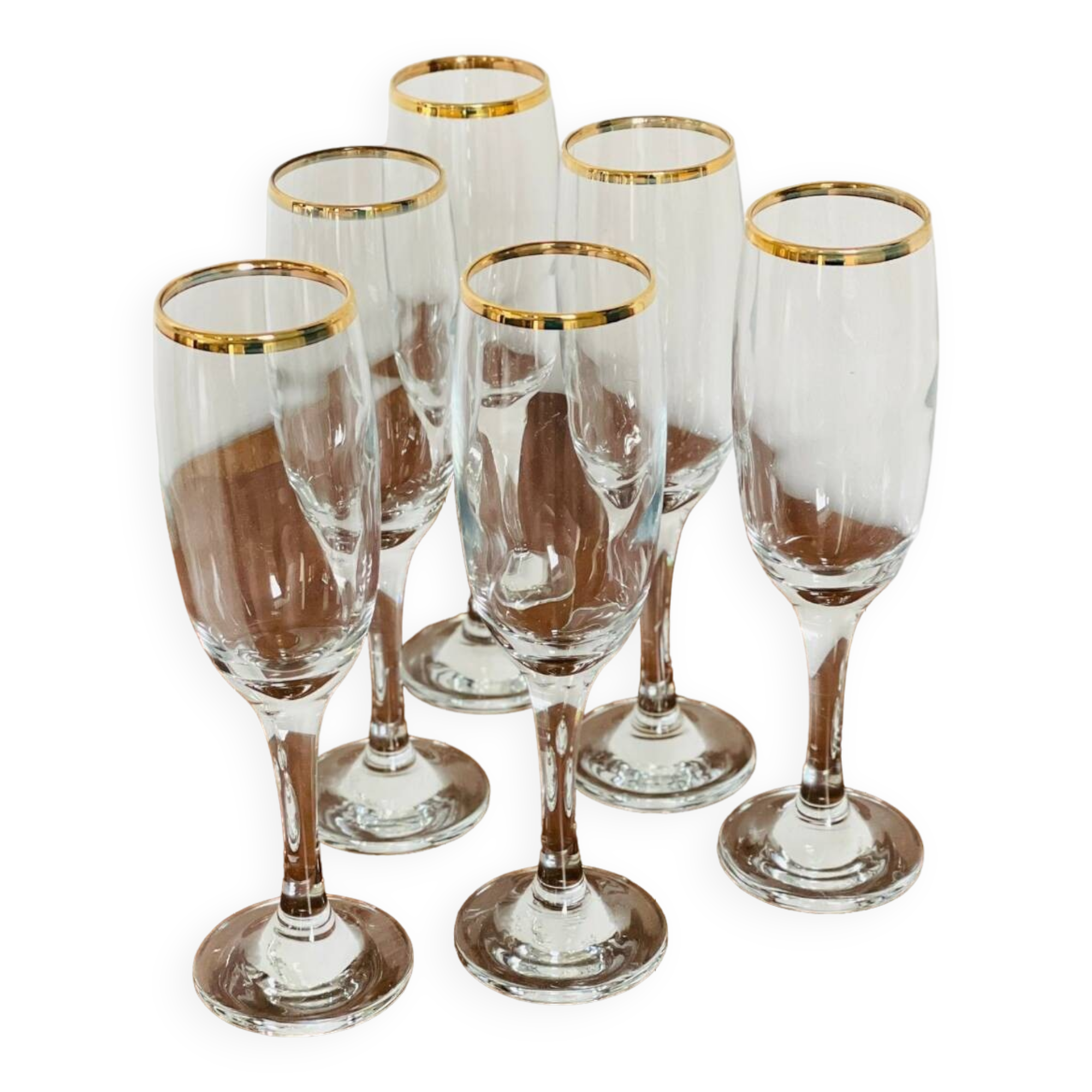 Gold rimmed champagne flutes