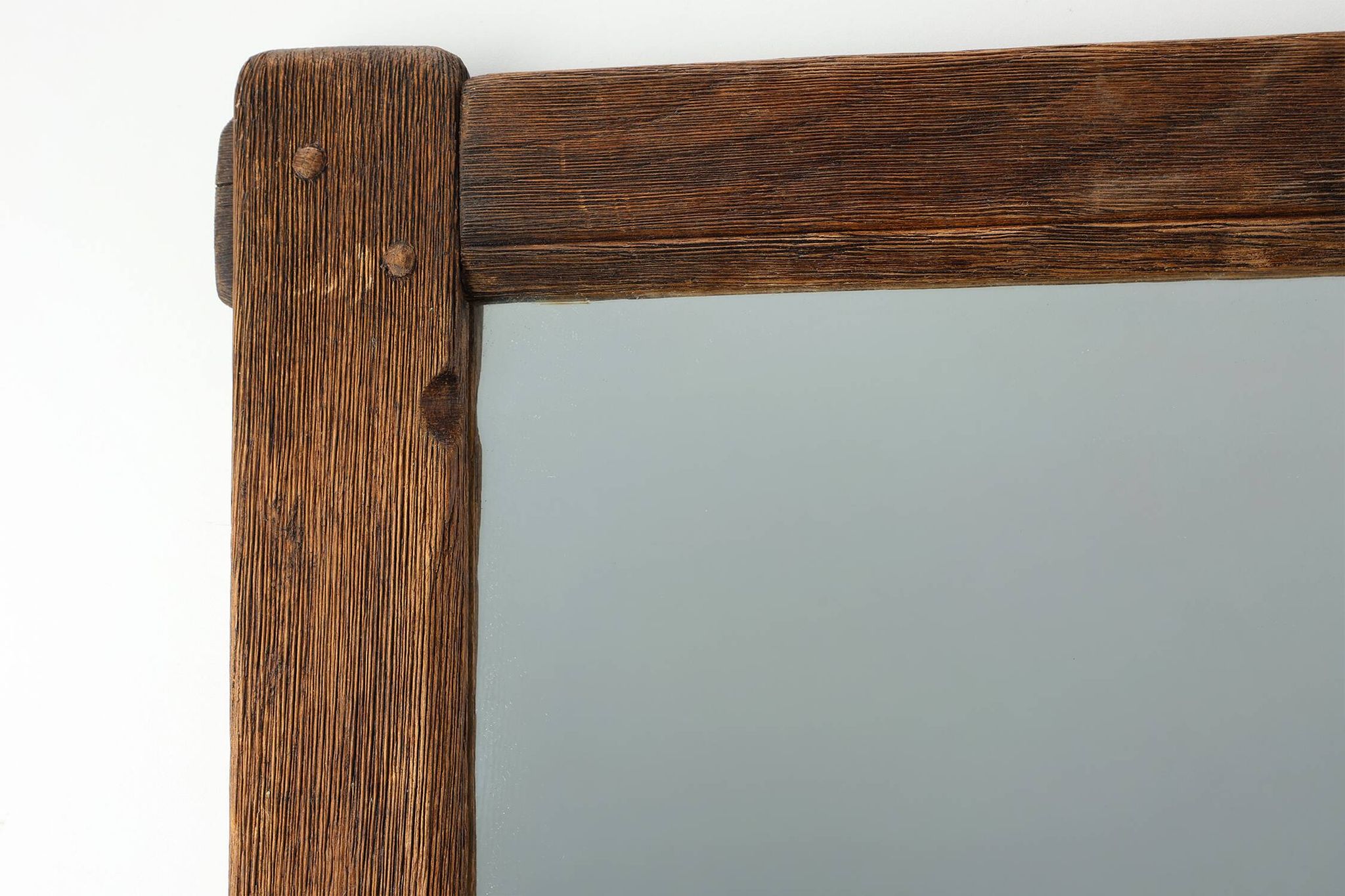 Antique oak rustic wall mirror, France ca. 1820