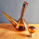 Vintage Amber Glass Wine Carafe - Artisan Decanter in Porron Style