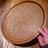 Antique Algerian red copper tray, circa 1950