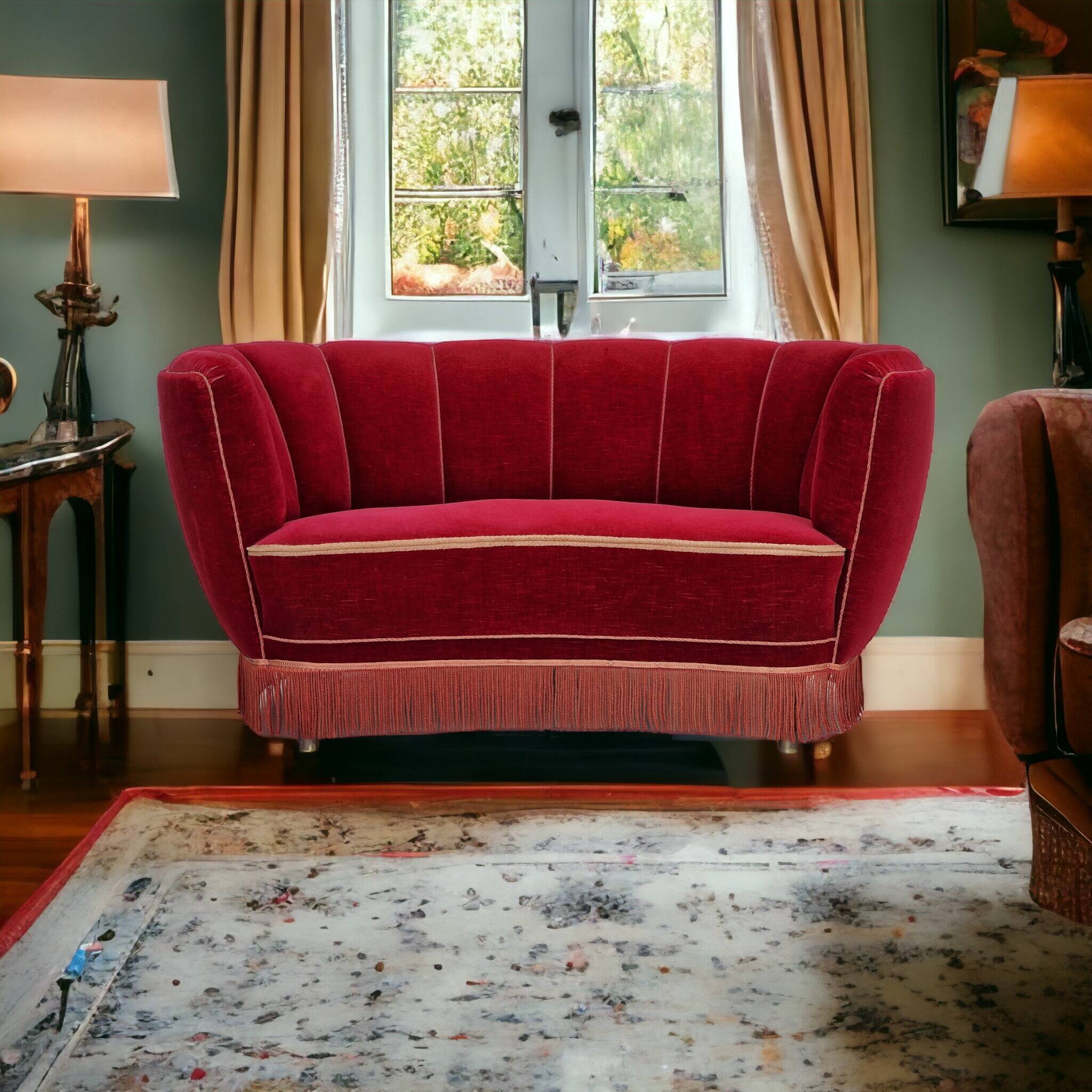 1960s danish vintage 2 seater "banana" sofa