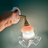 Vintage pink and clear glass tulip wall light.