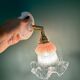 Vintage pink and clear glass tulip wall light.