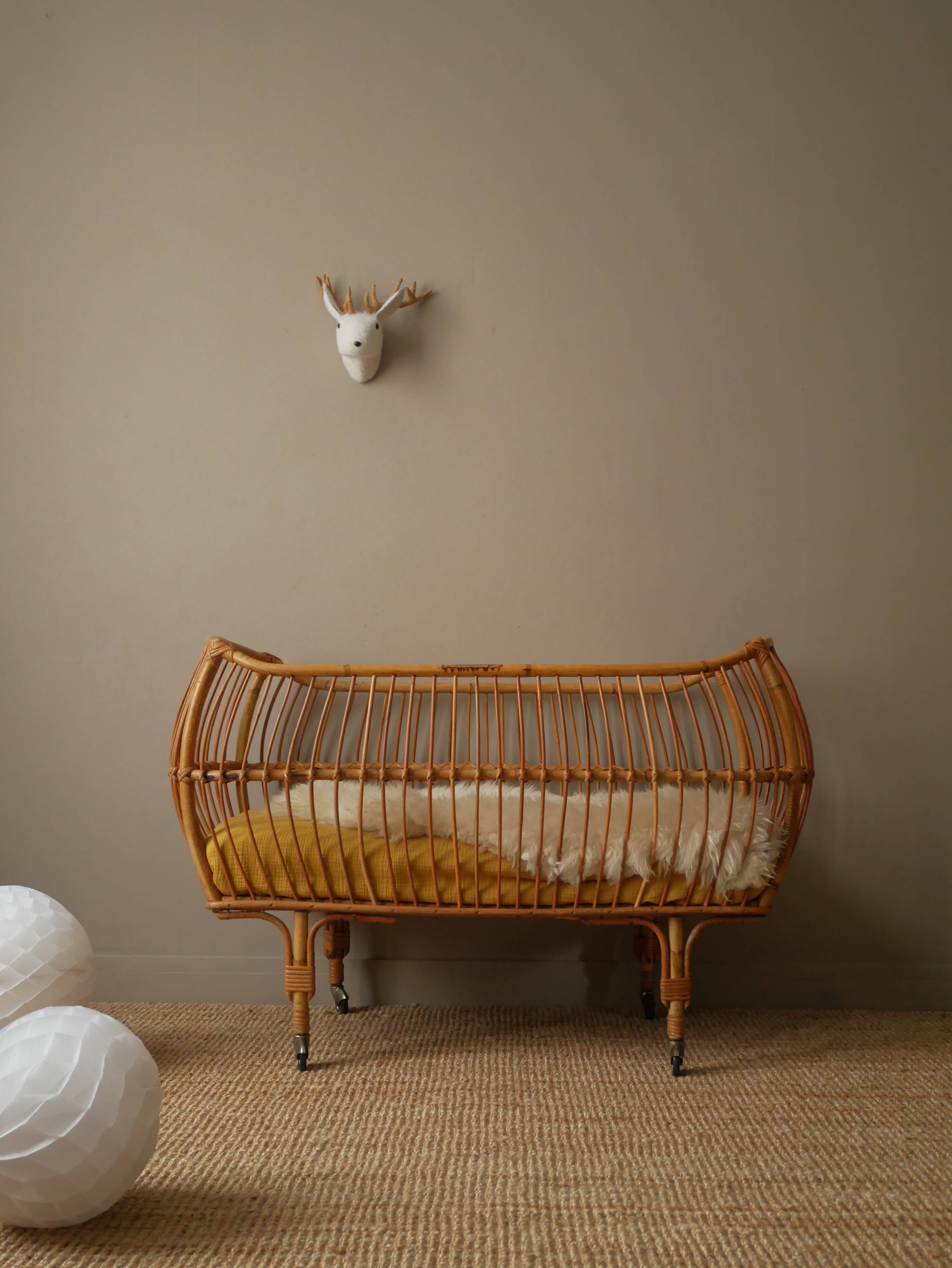 Vintage rattan crib