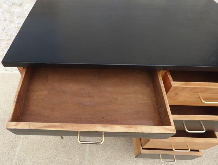 Wooden desk 5 drawers