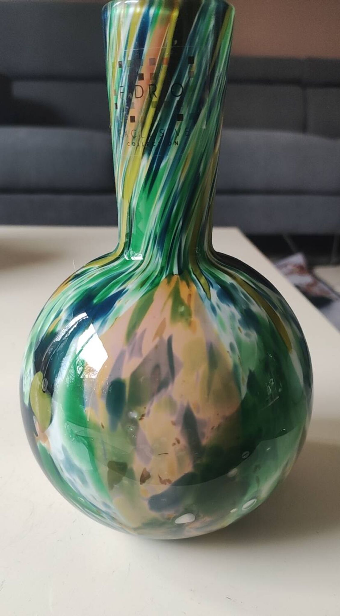 Vase Design Boule/Globe Fidrio Fiesta. Moucheté
