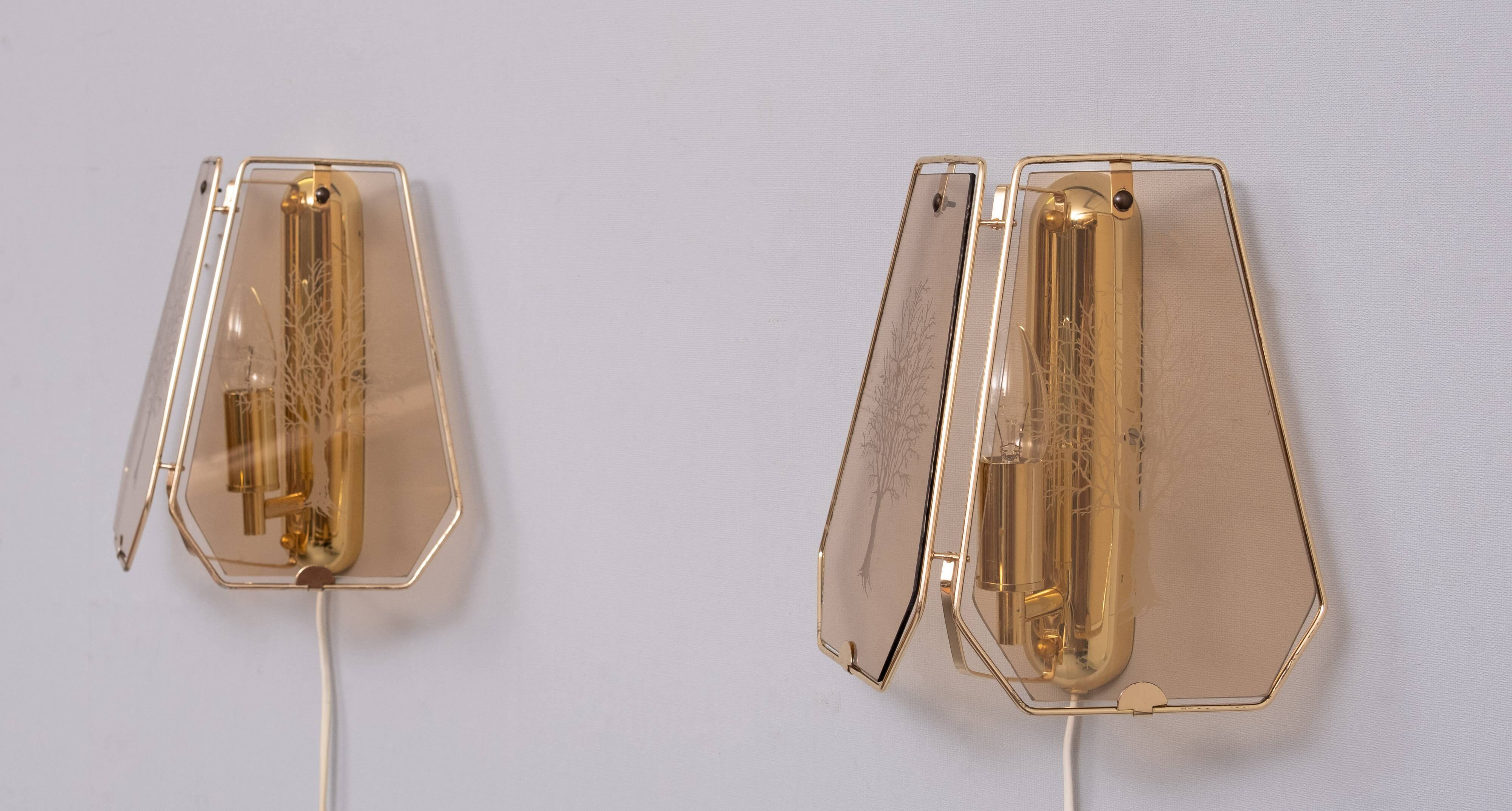 Hollywood Regency Brass Wall lamps 1970s