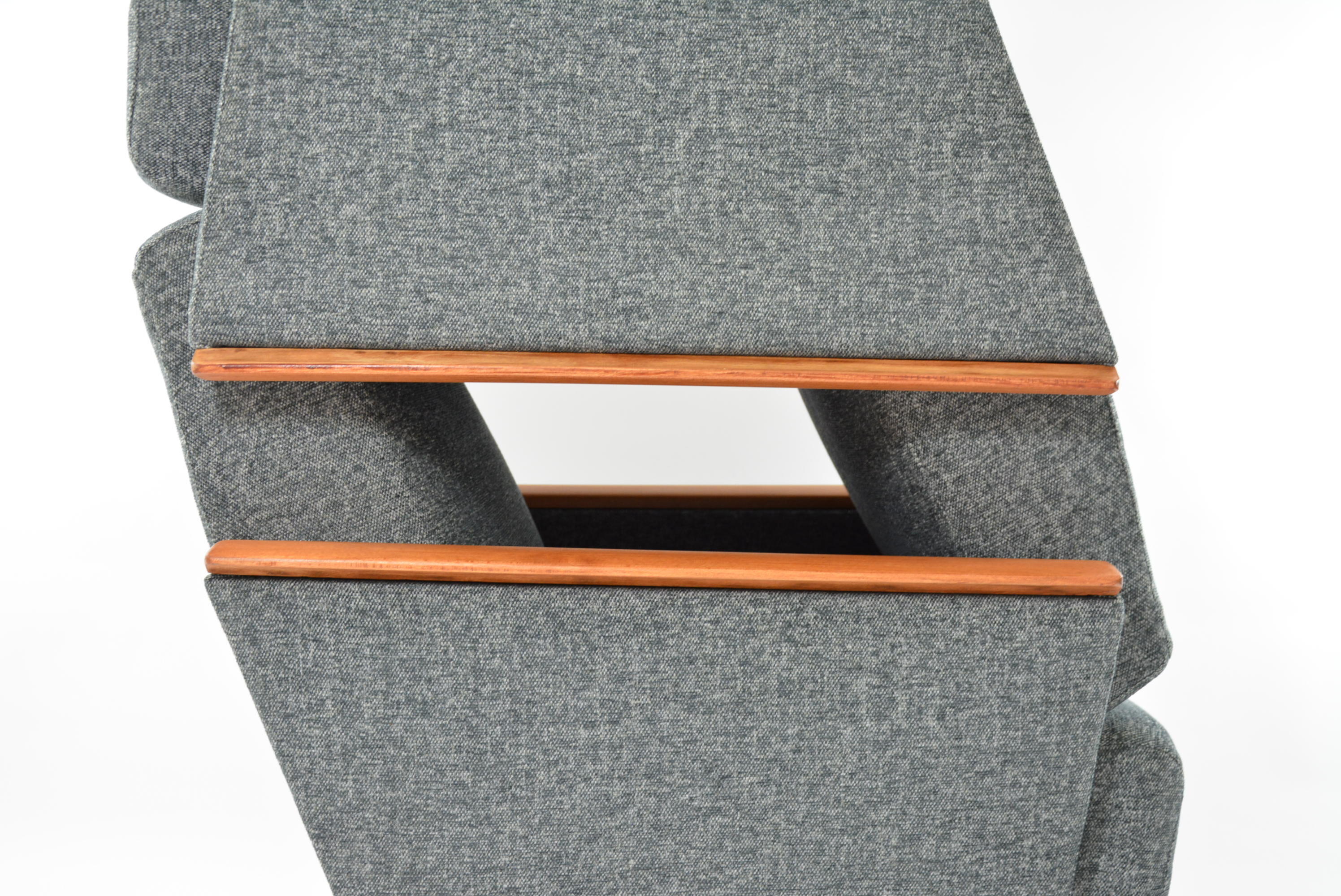 Fauteuil carre gris chiné