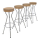 Lot de 4 tabourets de bar vintage en chrome, années 1960, rembourrage NEUF