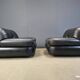 Set of black leather lounge chairs by Sapporo for Mobil Girgi, 1970s