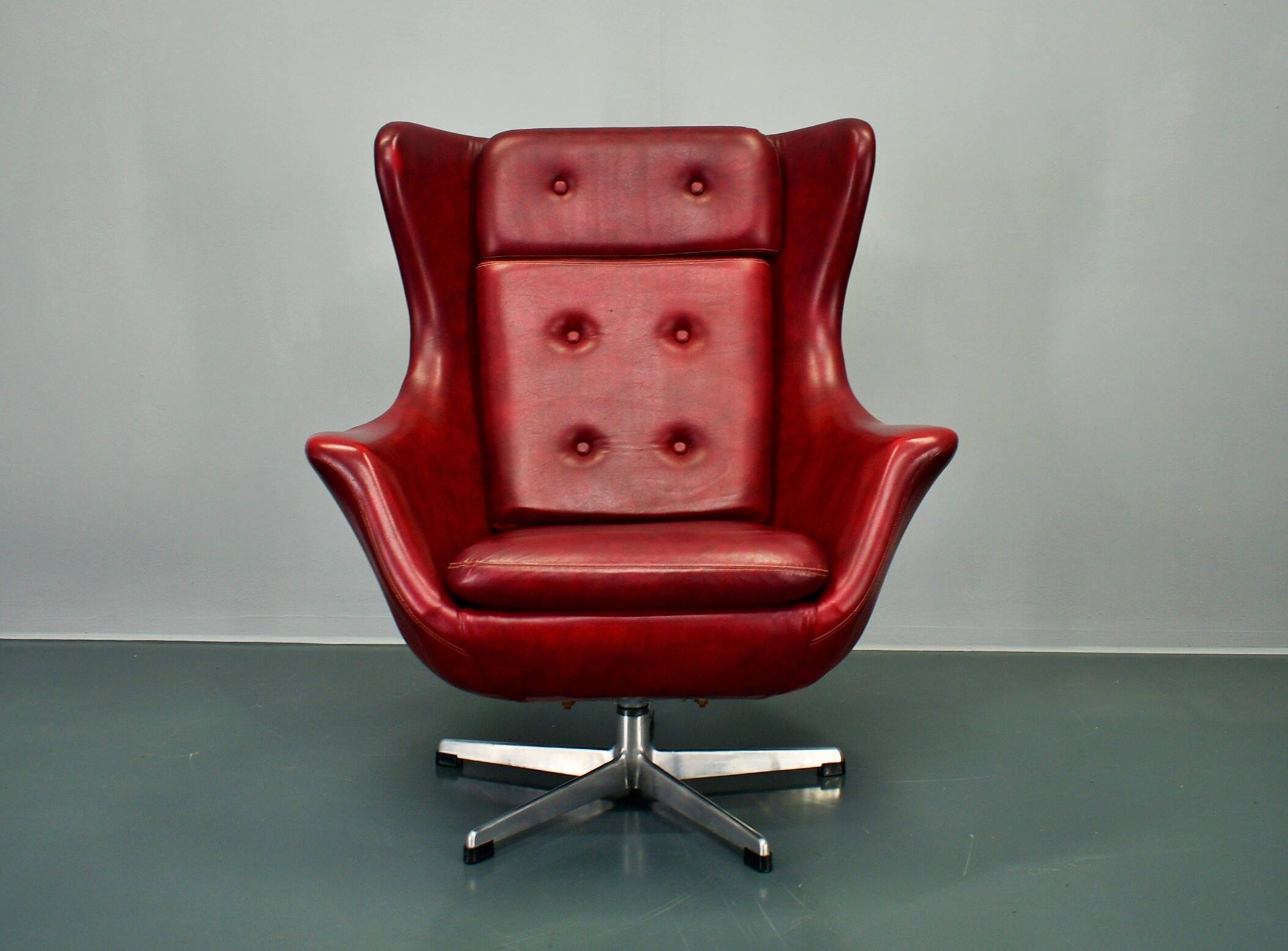 Leather swivel armchair from Up Závody , 1960s