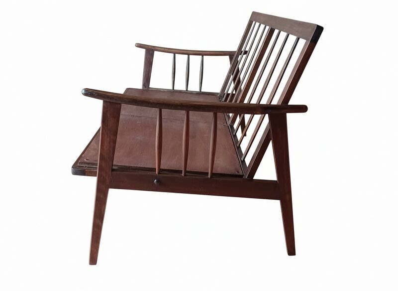 Vintage Scandinavian bench in solid beech from the 1950s with tapered legs.