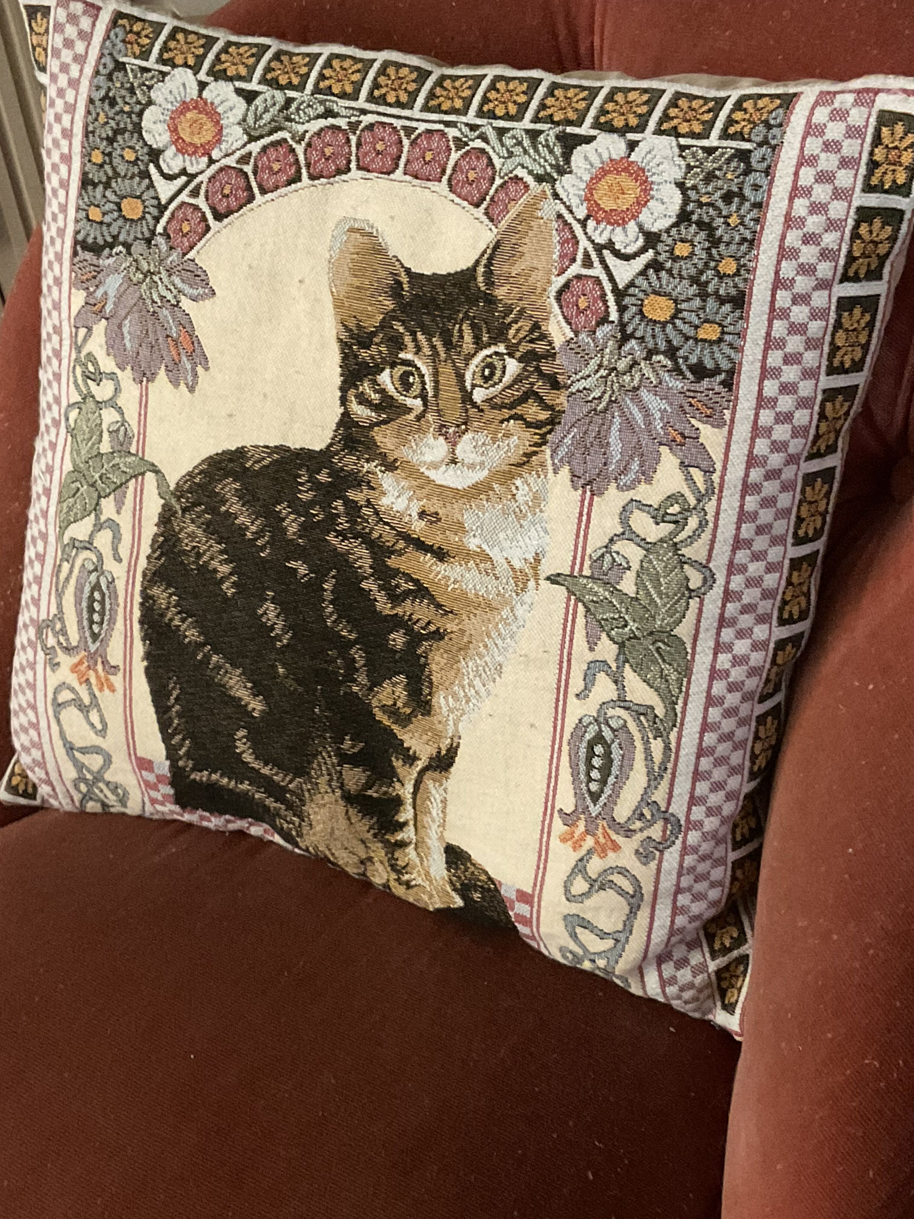 Cushion tapestry cat