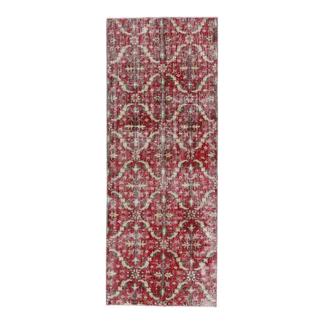 Vintage Turkish Oushak Handmade Wool Cotton Pink Runner 76x200