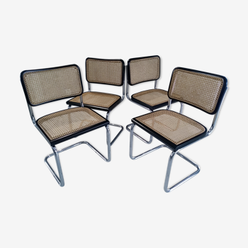 Suite 4 chaises cesca B32 Marcel Breuer vintage 1990