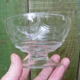 Set of 7 engraved crystal stemmed dessert cups