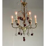 Silver bronze lustre garnished with pampilles, fruits and balls