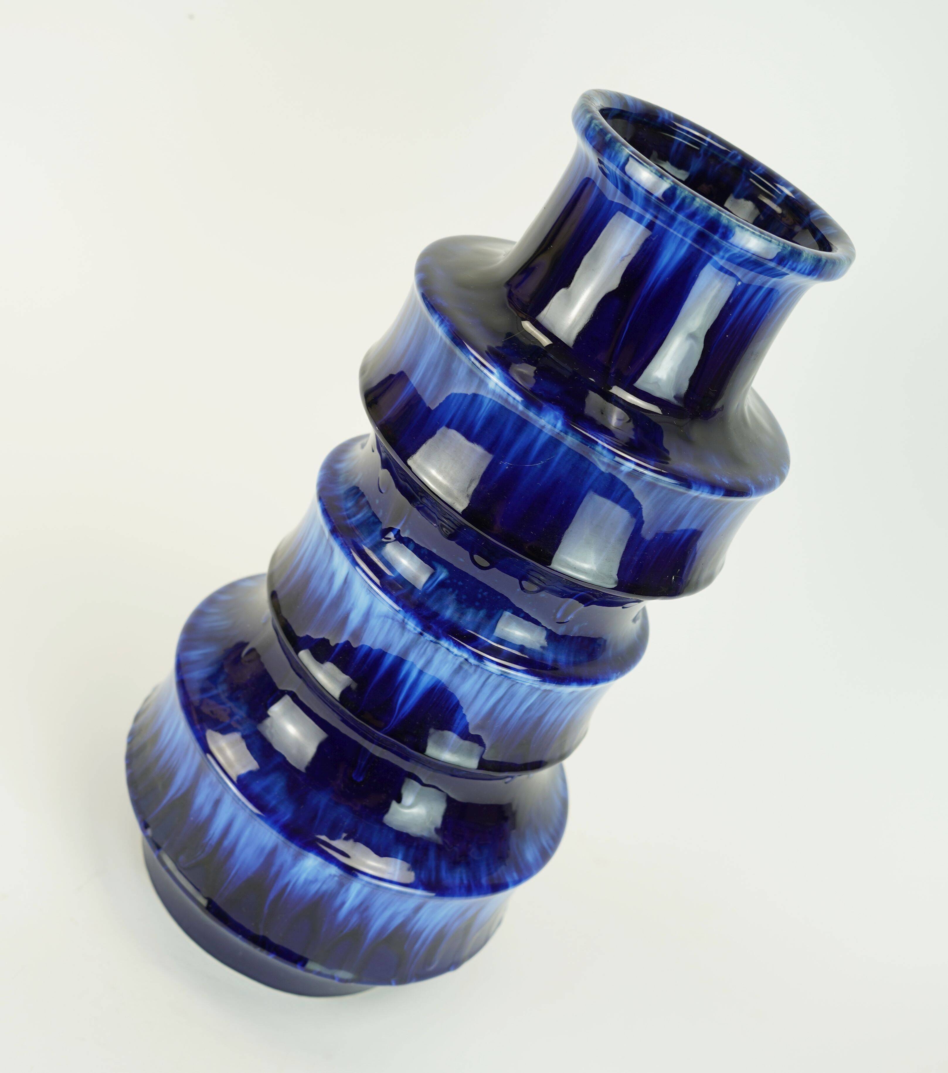 scheurich ceramic FLOORVASE drip glaze different shades of blue 60s/70s