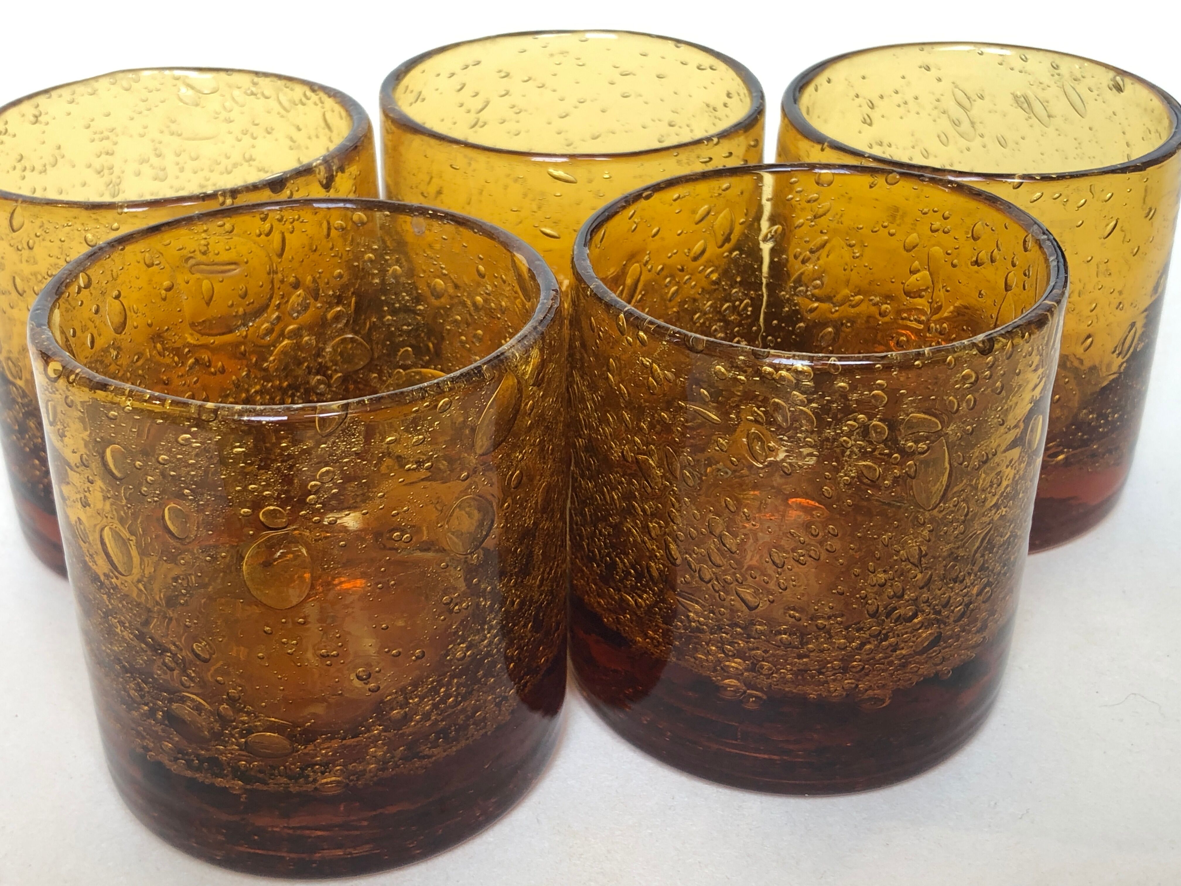 Set of 6 real Biot glass handmade