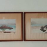 Pair of watercolors by Saint Gast, 1947, signed FG