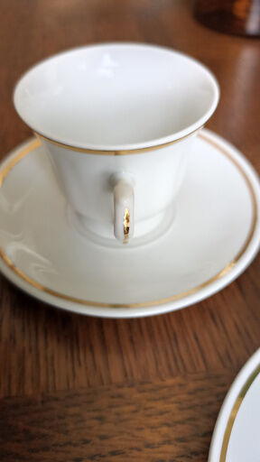 6 Yugoslav porcelain coffee cups - FP Zaječar - white and gilding