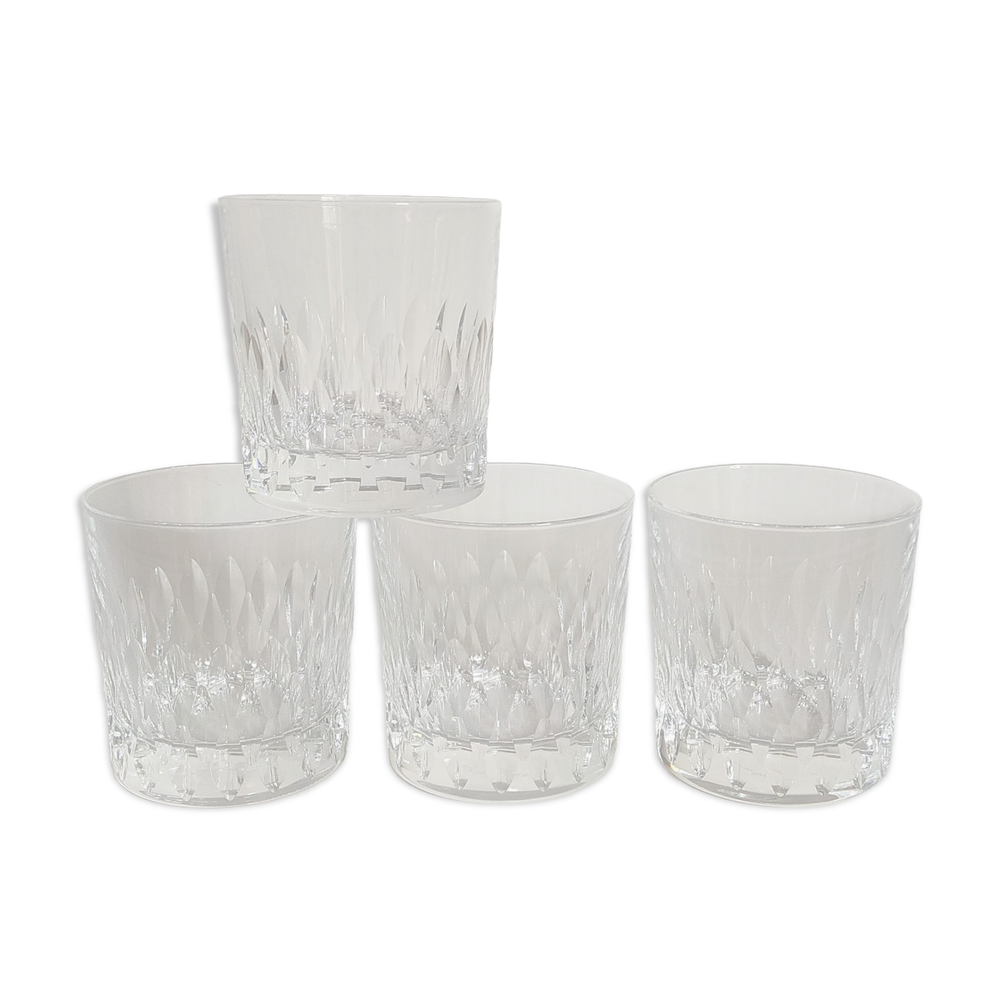 Quatre verres gobelets à whisky en cristal d'Arques vintages