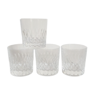 Quatre verres gobelets à whisky en cristal d'Arques vintages