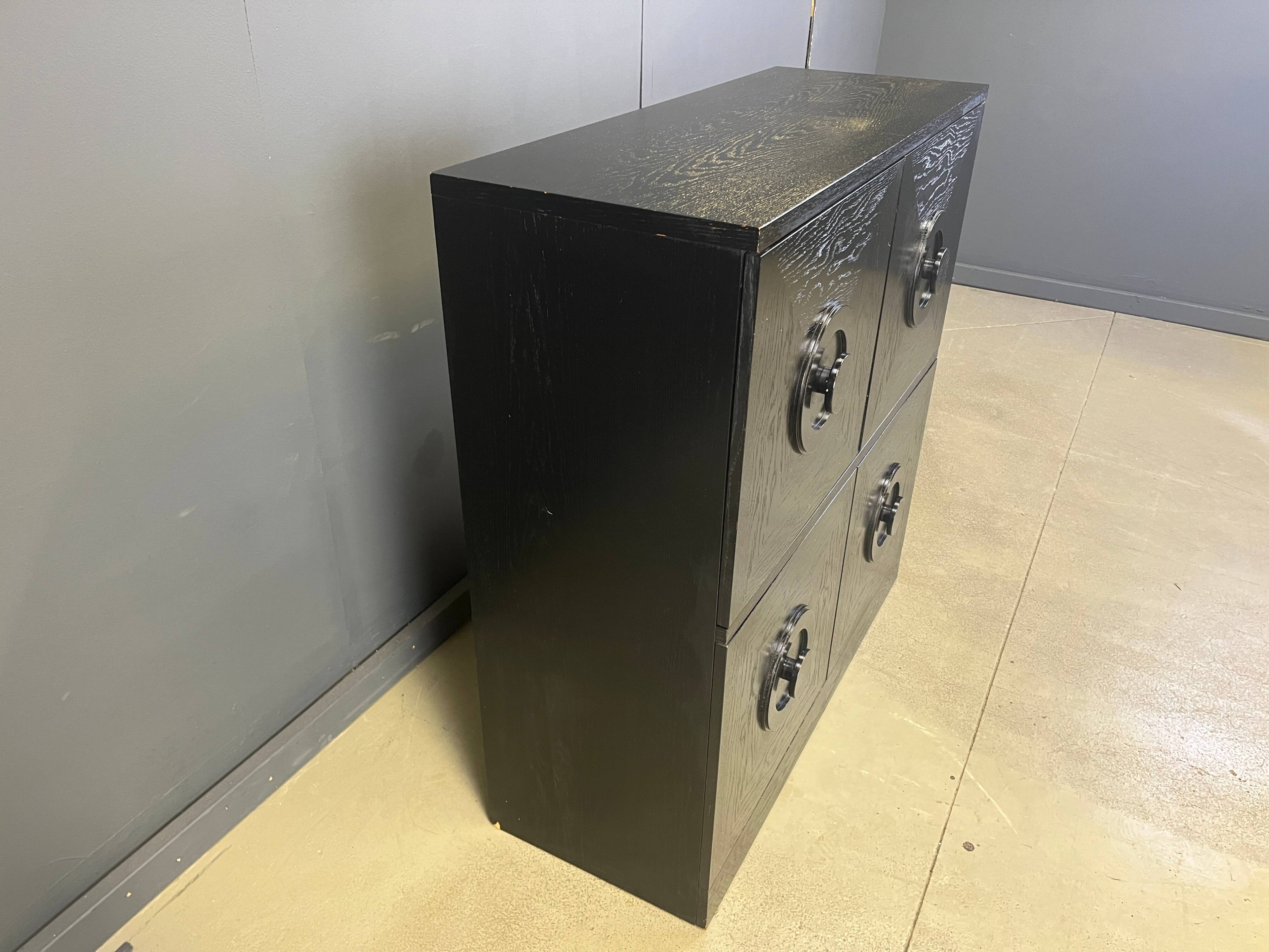 Black brutalist bar cabinet, 1970s