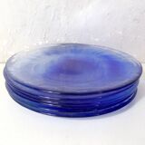 6 assiettes bleu cobalt Bormioli Rocco