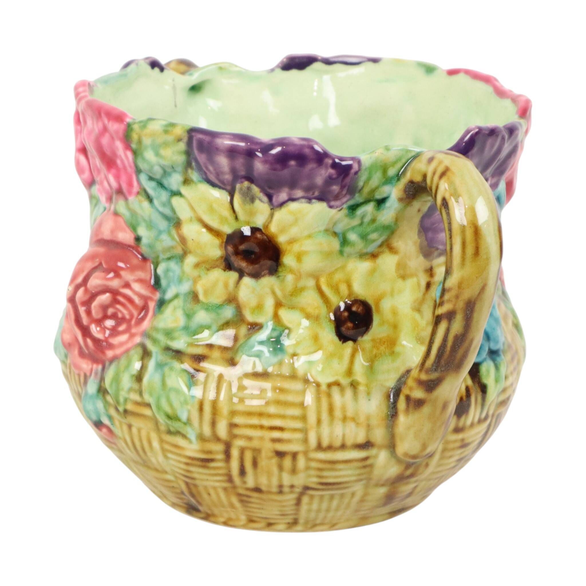 Colorful Art Nouveau Majolica Flowerpot / Cache-pot France
