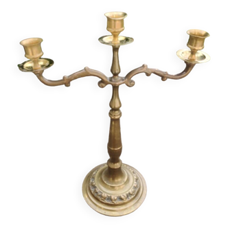 Three-branched brass candlestick
