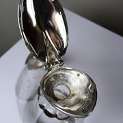 Vintage glass and silver-plated metal jug, modernist pitcher/carafe from 1950-1970.