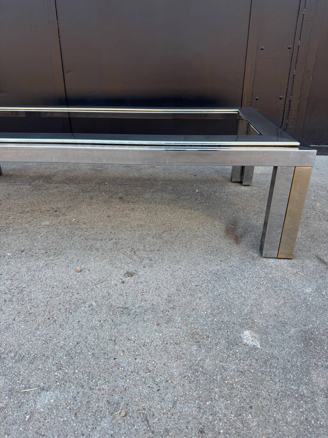 1970s smoked glass chrome coffee table