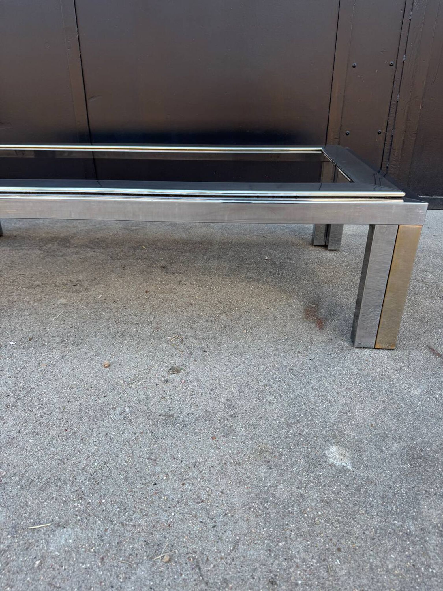 1970s smoked glass chrome coffee table