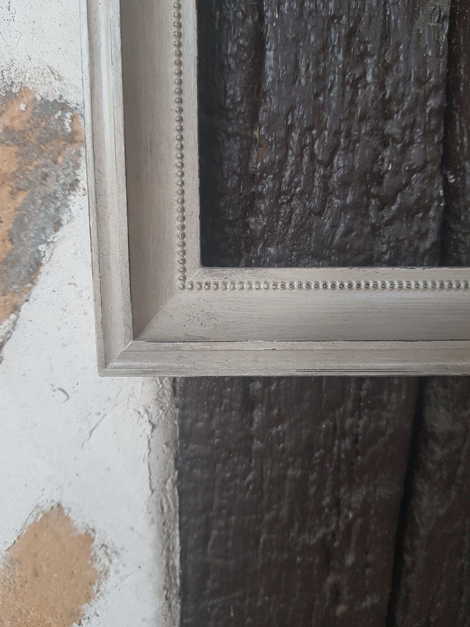 Gray linen patinated rectangular frame