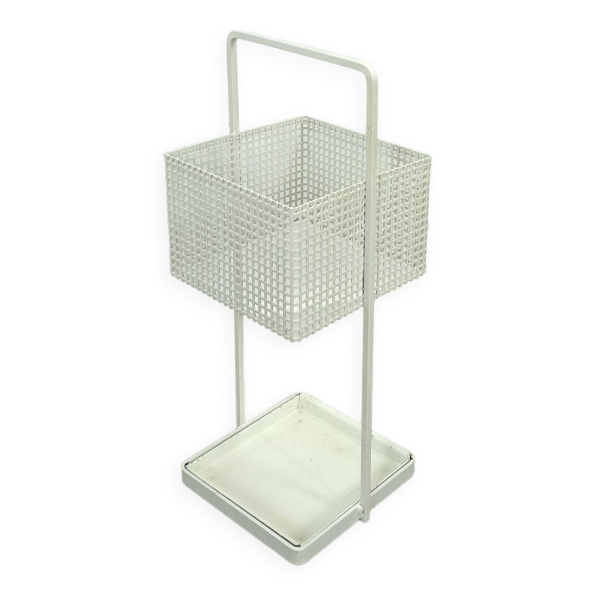 White metal vintage umbrella holder, umbrella stand