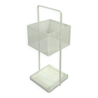 Porte-parapluie vintage en métal blanc, paraplubak