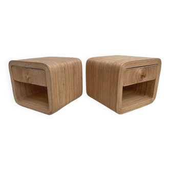 Pair of rattan bedside tables