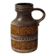 Vase West Germany à anse et fleurs marrons vintage