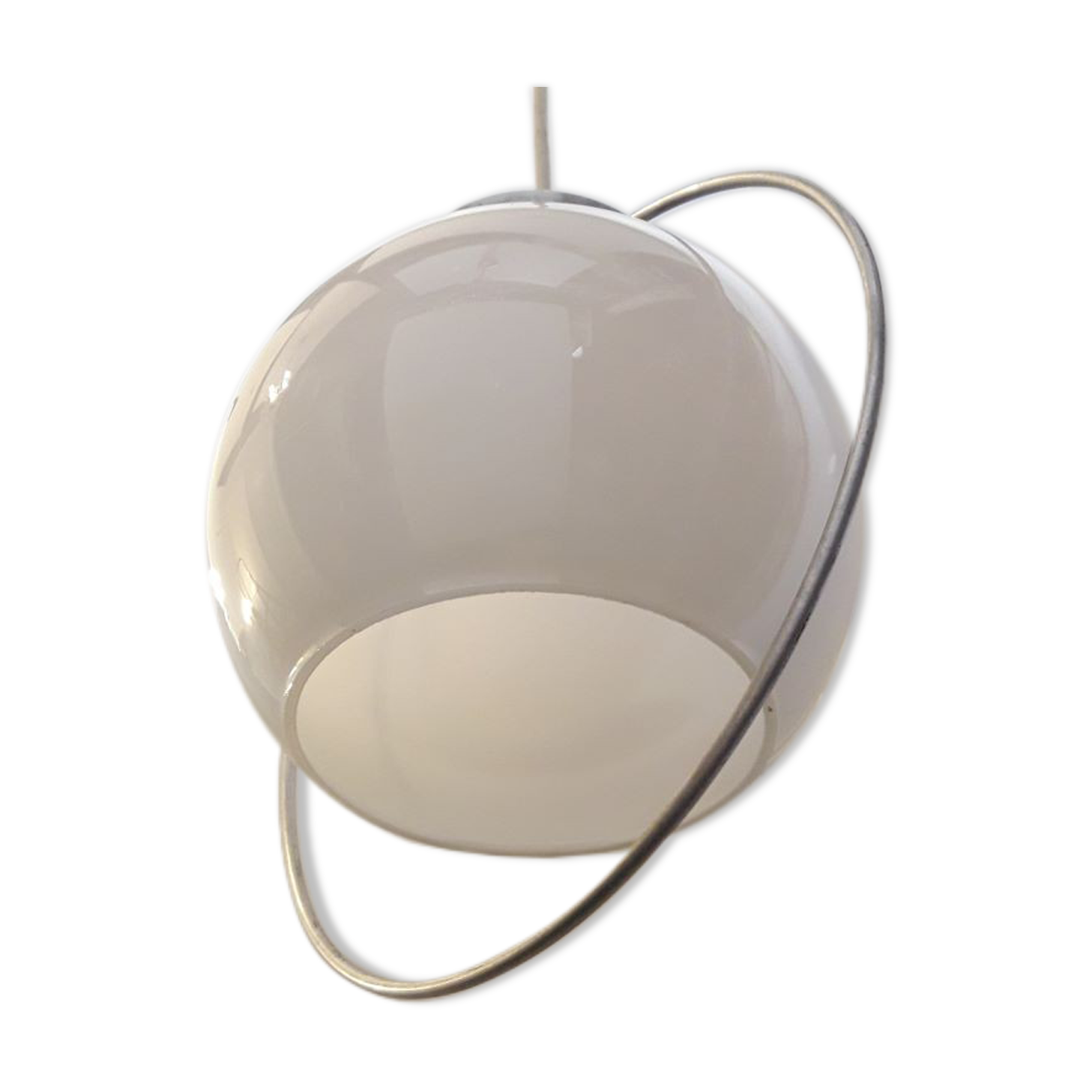 White opaline art deco hanging