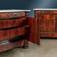 Restored antique buffets in chestnut, mahogany, and marble, 19th century.