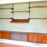 Midcentury Modular Rosewood Wall System by Kai Kristiansen for FM Møbler, 1960s. Set of 17.