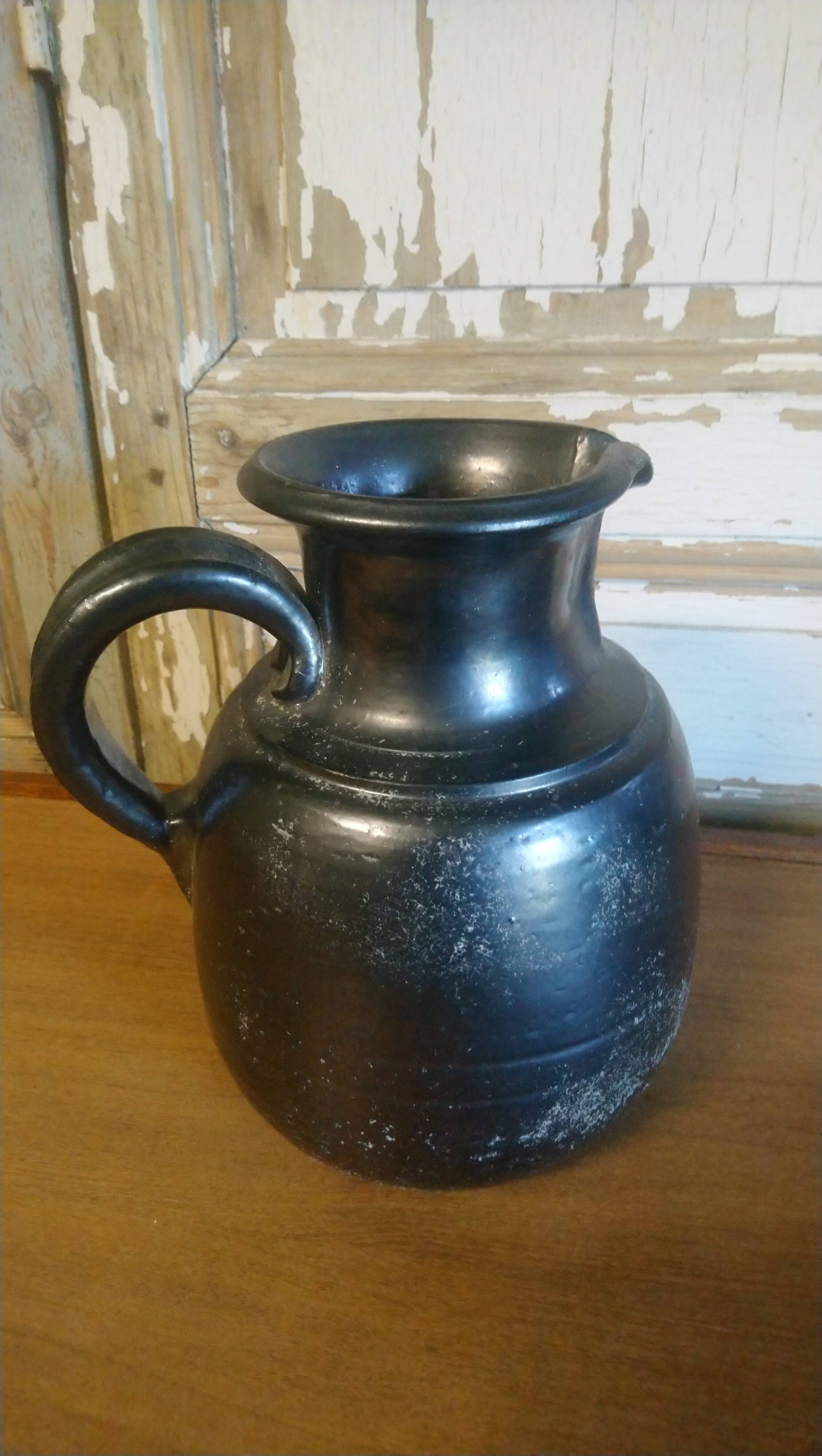 Black enameled ceramic pitcher "Jean Marais"