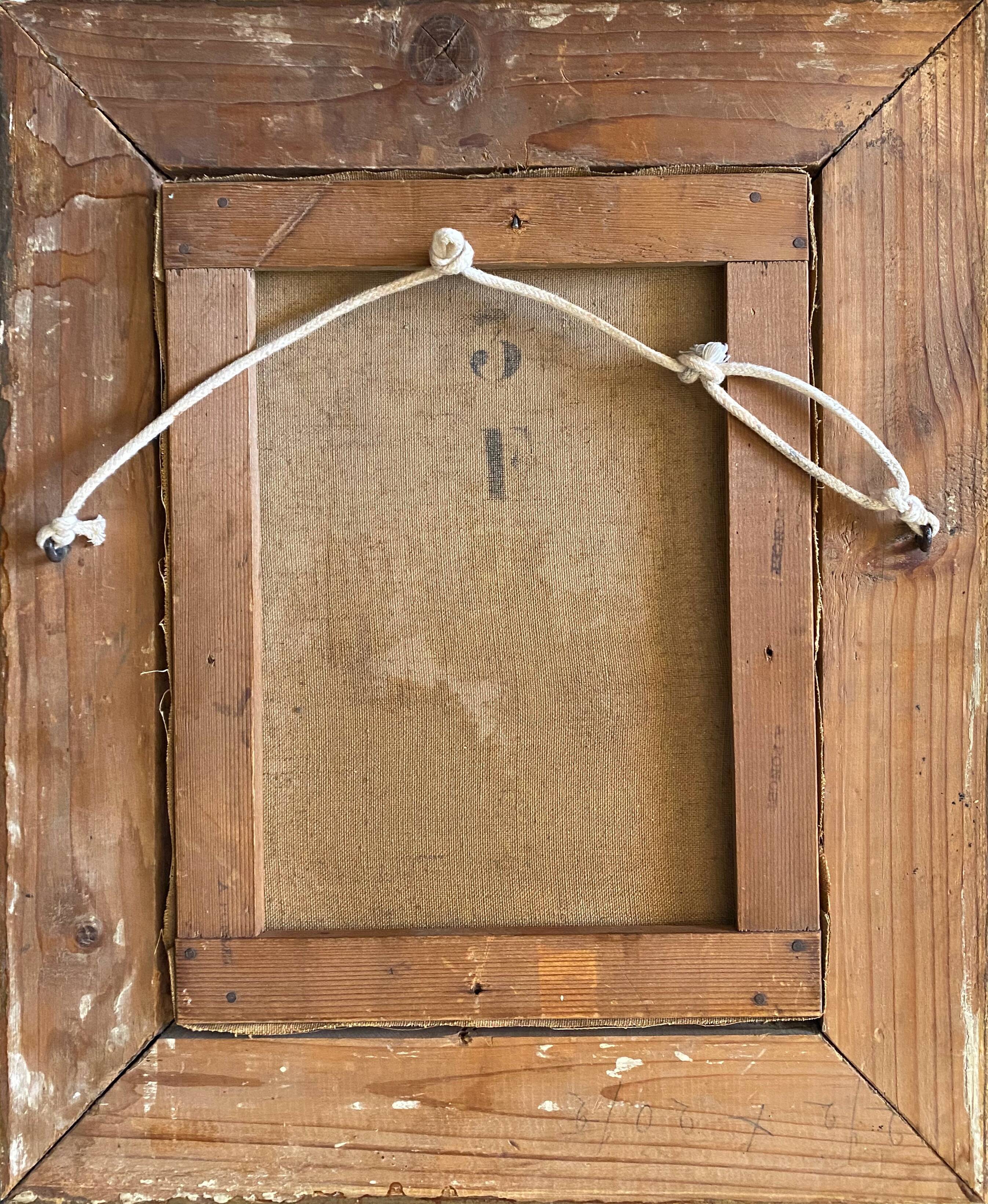 HST table "Animated mountain landscape" XIX°/XX° signed with frame