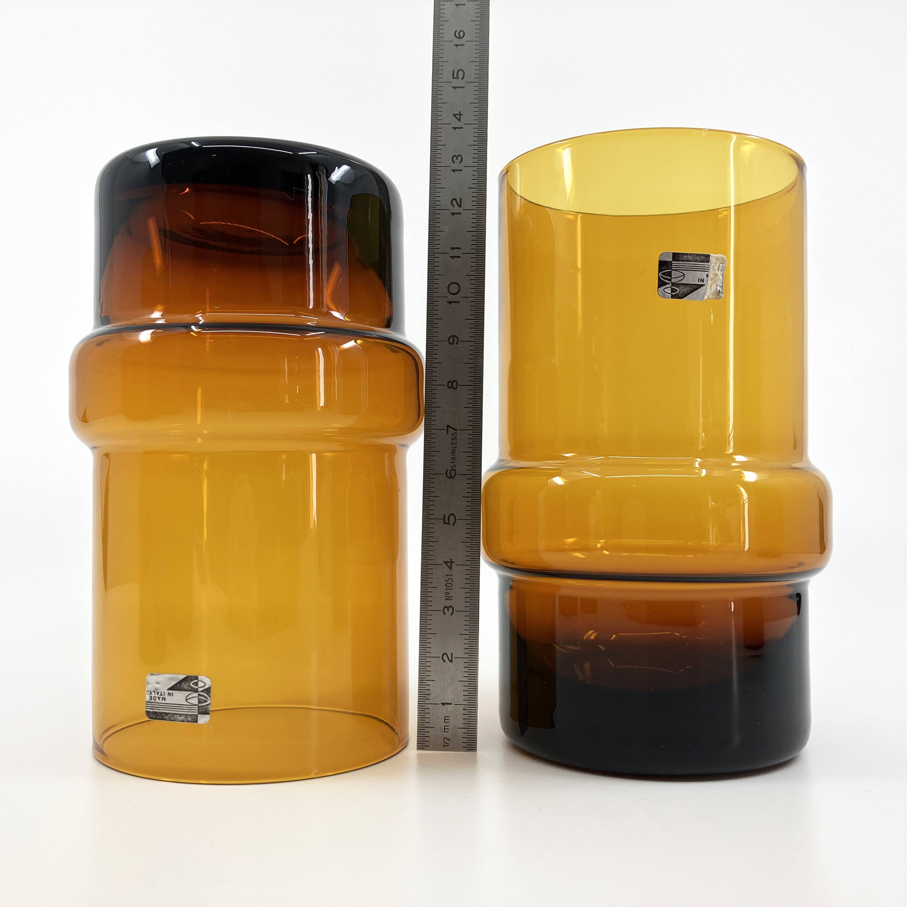 Set of 6 orangeade glasses / pitcher / ice bucket • Italy • 1970