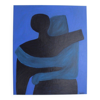 Contemporary figurative abstract "Can I hold you" 100x81cm