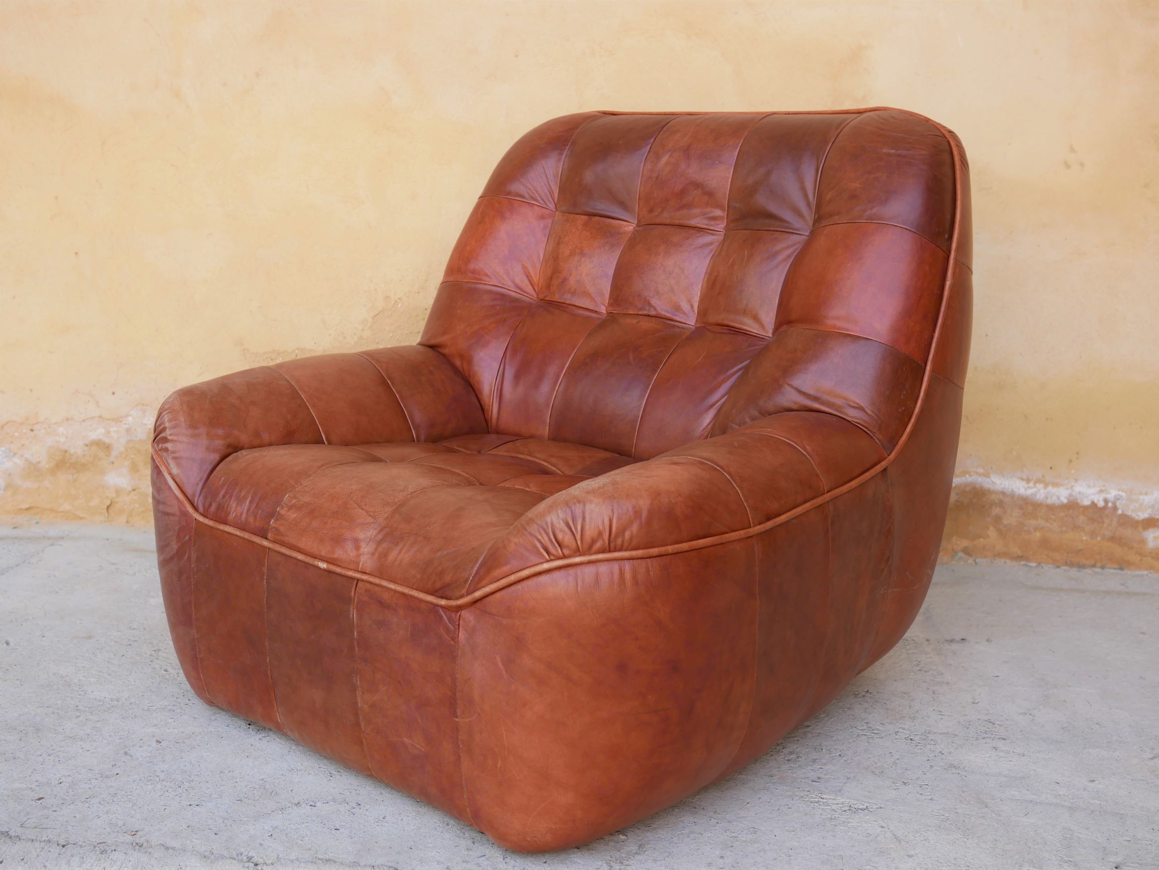 Brown vintage leather armchair