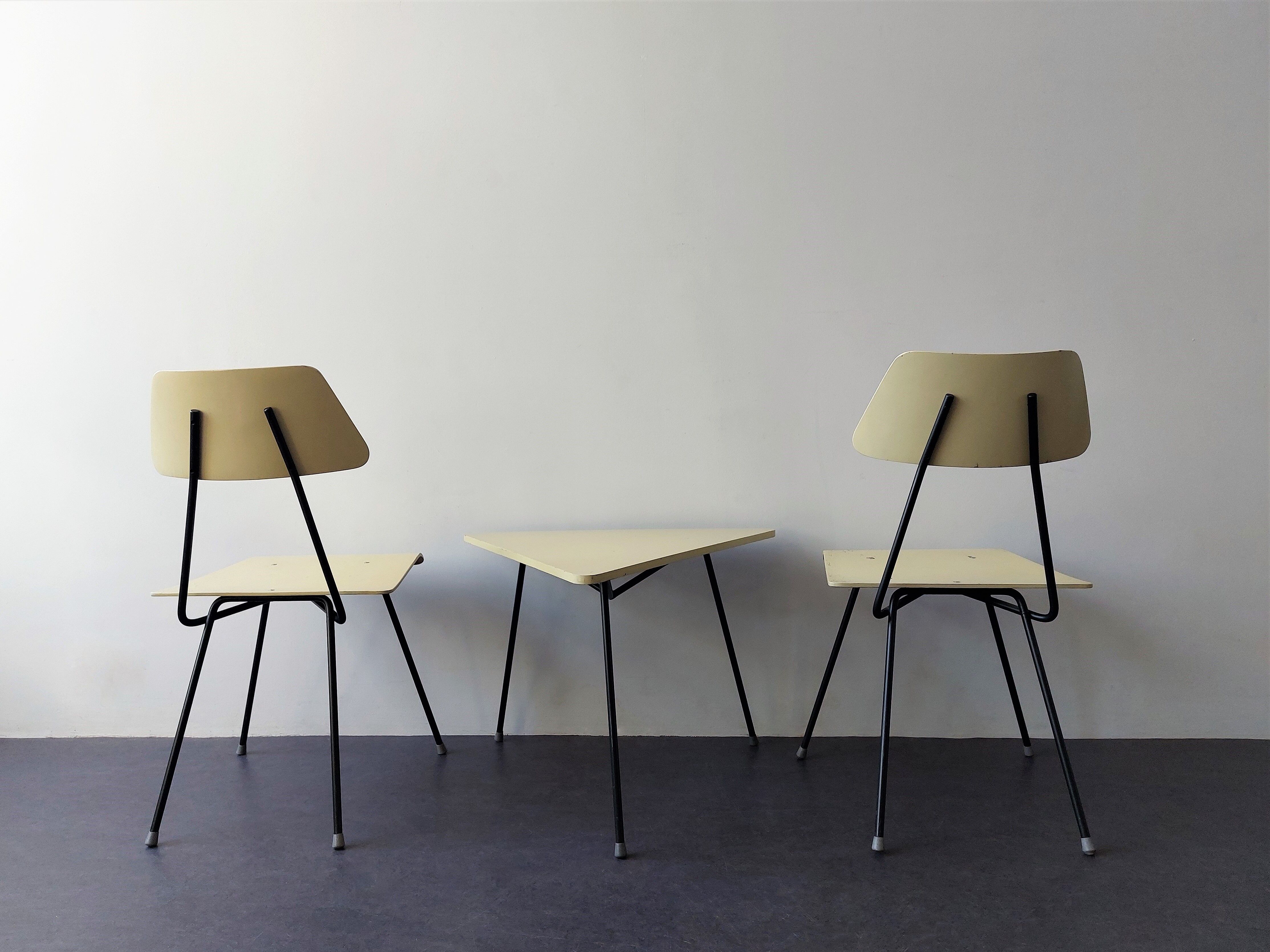 Set of 2 bedroom chairs and sidetabe by Rob Parry for Dico, The Netherlands 1950's