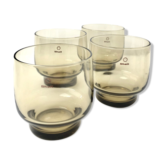 Set of 4 smoked glasses shell x arcopal 70s